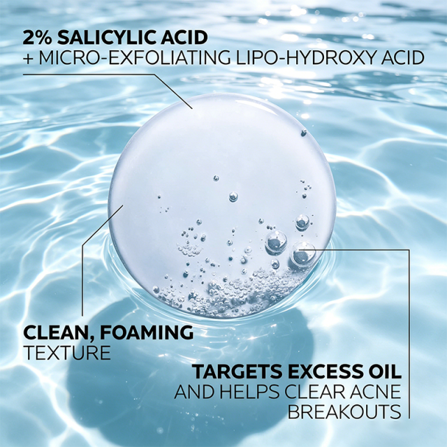 Custom Logo Foaming Medicated Gel Cleanser with 2% Salicylic Acid, LHA & Glycerin, Controls Excess Oil, Clears & Prevents Acne