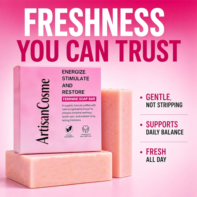 Custom Logo 3oz Handmade Vegan Feminine Care Soap pH Balancing Odor Control Hydrating Organic Herbal Intimate Wash Bar