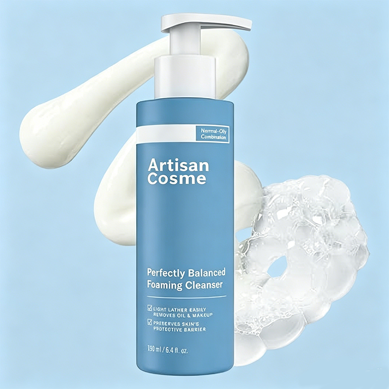Custom Logo  Balancing Foaming Facial Cleanser with Hyaluronic Acid & Aloe Anti-Aging Face Wash for Large Pores & Oily Skin