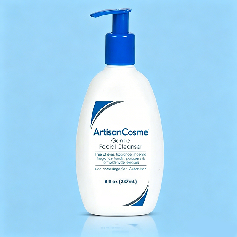 Custom Logo 8 Fl oz Gentle Sensitive Skin Facial Cleanser with Pump Dispenser, Free From Common Skin Irritants