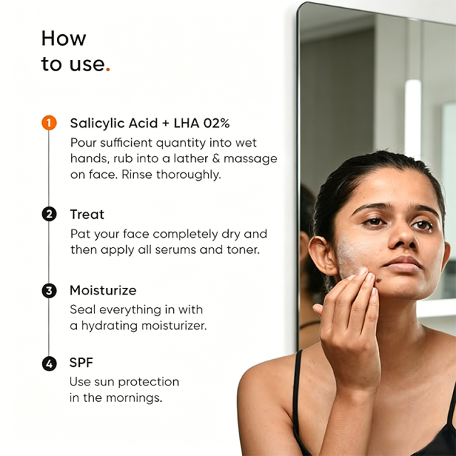 Custom Logo 2% Salicylic Acid Anti-Acne Face Wash with LHA & Zinc Sulfate-Free Gentle Exfoliating Cleanser