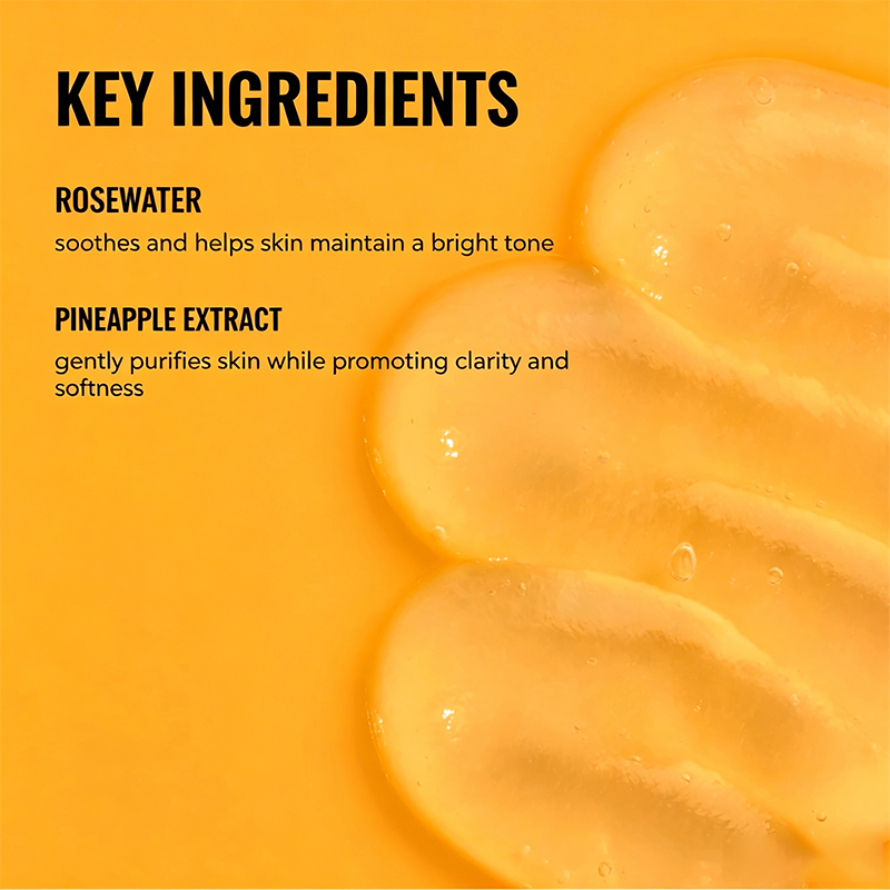 Custom Logo Hydrating Facial Cleansing Gel Infused with Rosewater & Pineapple Extracts for Brightening and Moisturizing Skin