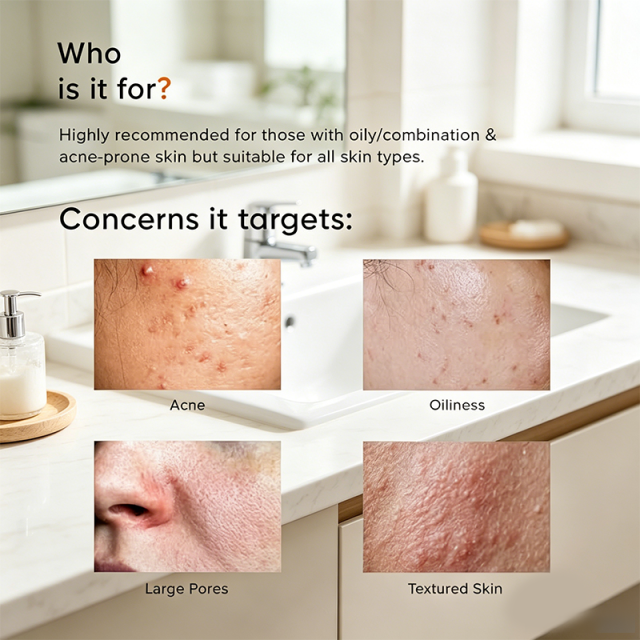 Custom Logo 2% Salicylic Acid Anti-Acne Face Wash with LHA & Zinc Sulfate-Free Gentle Exfoliating Cleanser