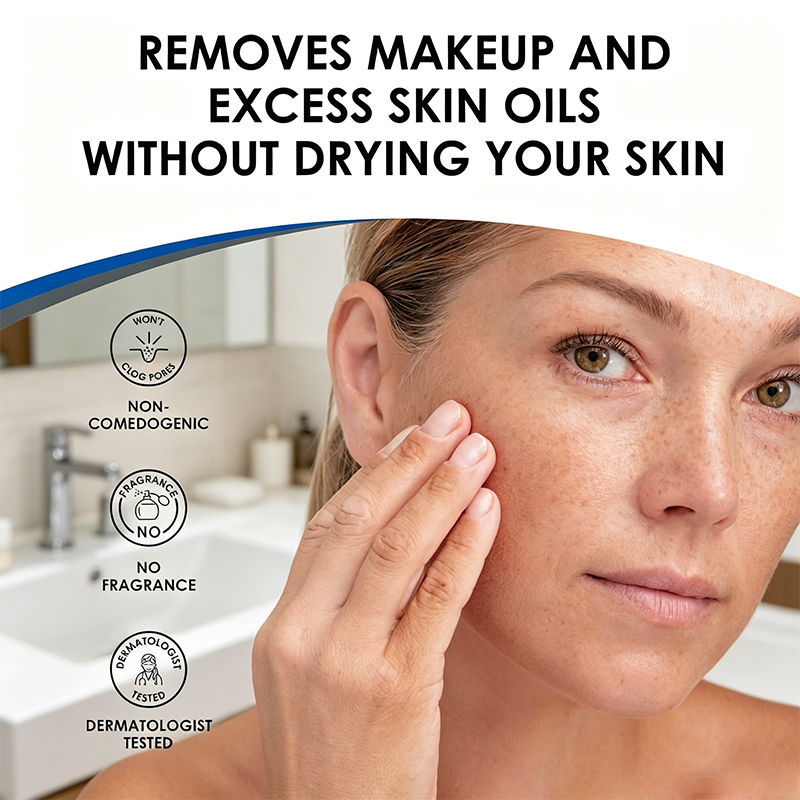 Custom Logo 8 Fl oz Gentle Sensitive Skin Facial Cleanser with Pump Dispenser, Free From Common Skin Irritants