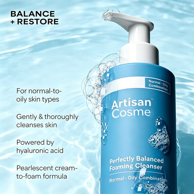 Custom Logo  Balancing Foaming Facial Cleanser with Hyaluronic Acid & Aloe Anti-Aging Face Wash for Large Pores & Oily Skin