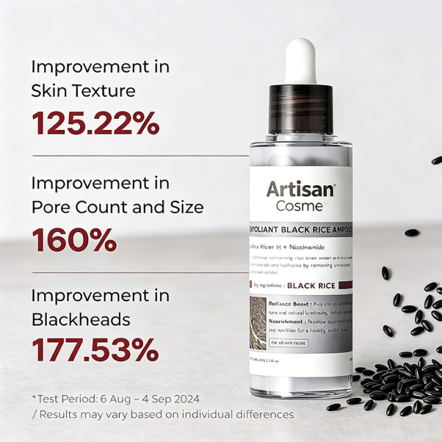 Custom Logo 2.7oz Black Rice Exfoliating Ampoule AHA BHA Niacinamide Pore Brightening Serum
