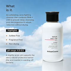 Custom Logo 2% Salicylic Acid Anti-Acne Face Wash with LHA & Zinc Sulfate-Free Gentle Exfoliating Cleanser