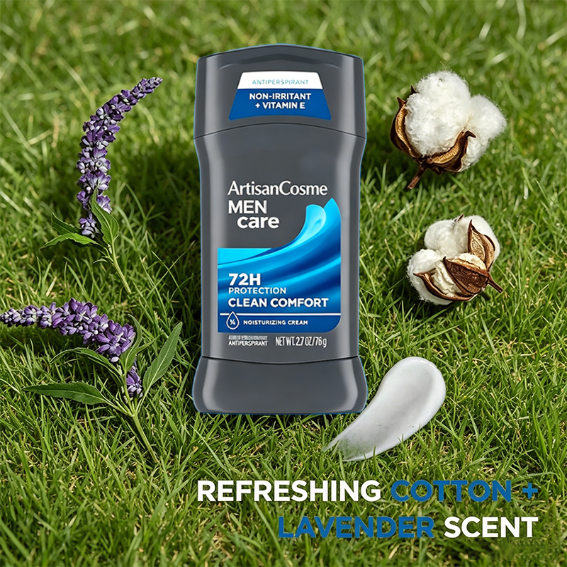 Custom Logo 2.7 oz Men Clean Comfort Antiperspirant Deodorant Stick 72H Sweat & Odor Protection with Moisturizing Cream