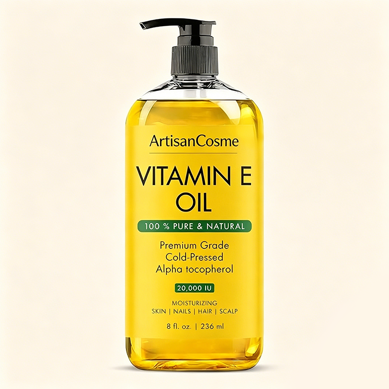 Custom Logo 100% Pure Cold Pressed Vitamin E Oil, Hexane-Free, Multi-Use for Hair, Scalp, Eyelashes, Eyebrows,Face, Body&Nails