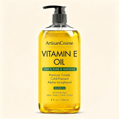 Custom Logo 100% Pure Cold Pressed Vitamin E Oil, Hexane-Free, Multi-Use for Hair, Scalp, Eyelashes, Eyebrows,Face, Body&Nails