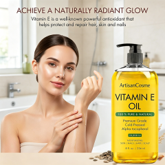 Custom Logo 100% Pure Cold Pressed Vitamin E Oil, Hexane-Free, Multi-Use for Hair, Scalp, Eyelashes, Eyebrows,Face, Body&Nails