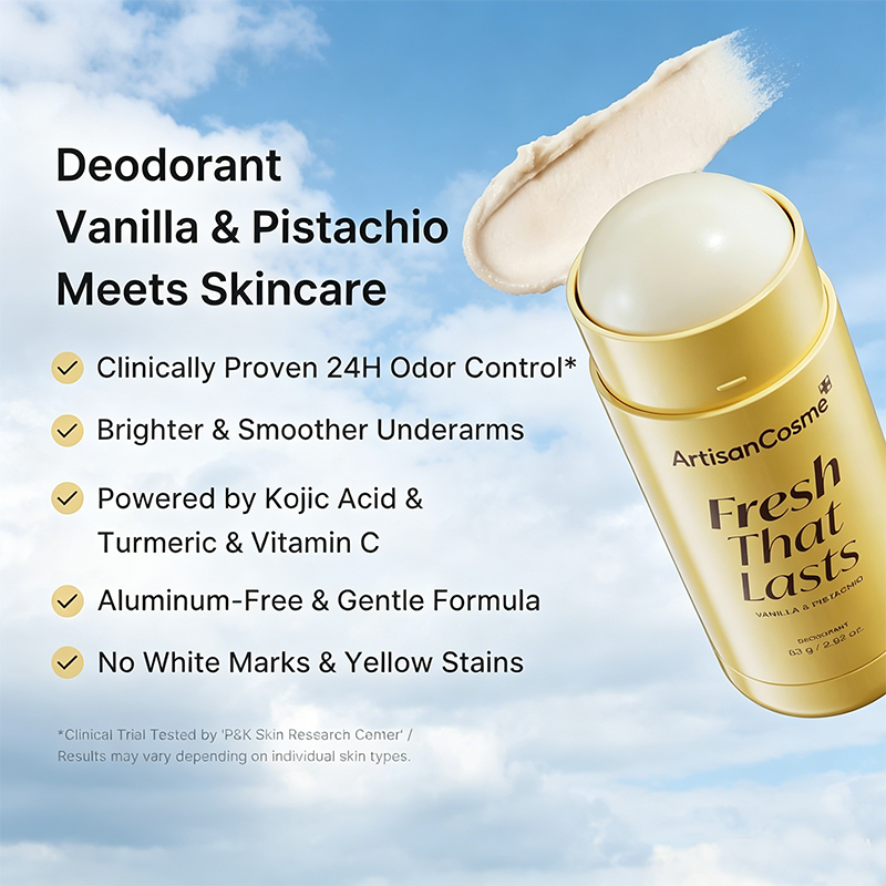 Custom Logo 2.92oz Kojic Acid Turmeric Aluminum-Free Deodorant Stick Vanilla Pistachio Scent Underarm Brightening for Men & Women