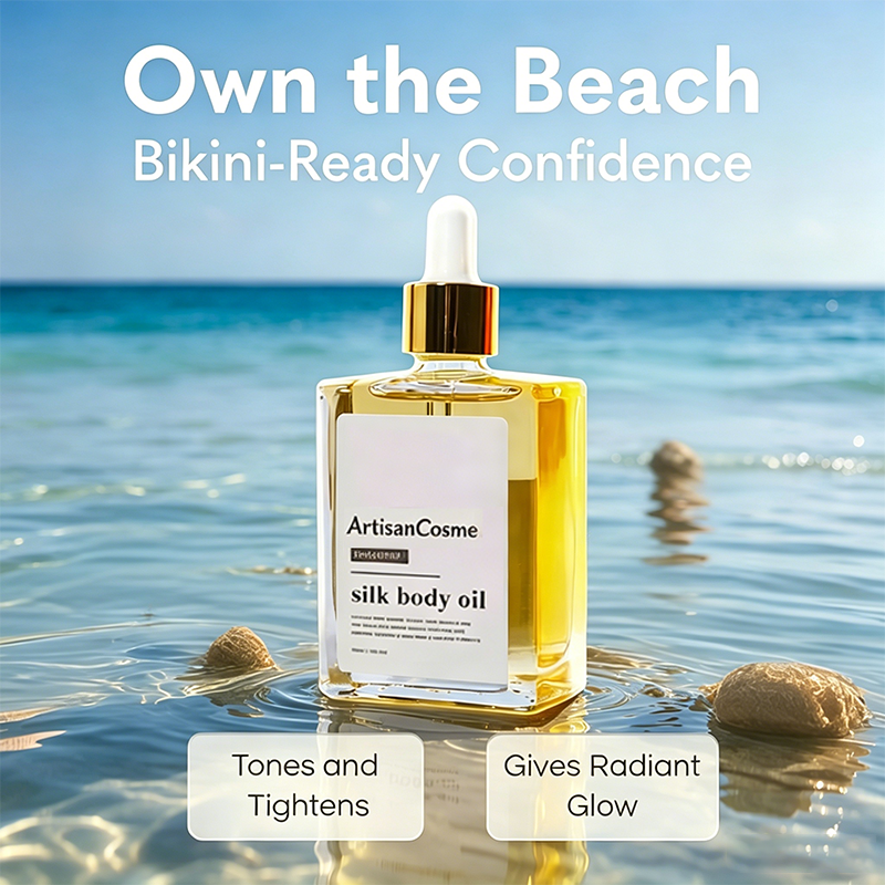 Custom Logo Silk Firming Anti-Aging Body Oil Scented Organic Moisturizer for Crepey Skin