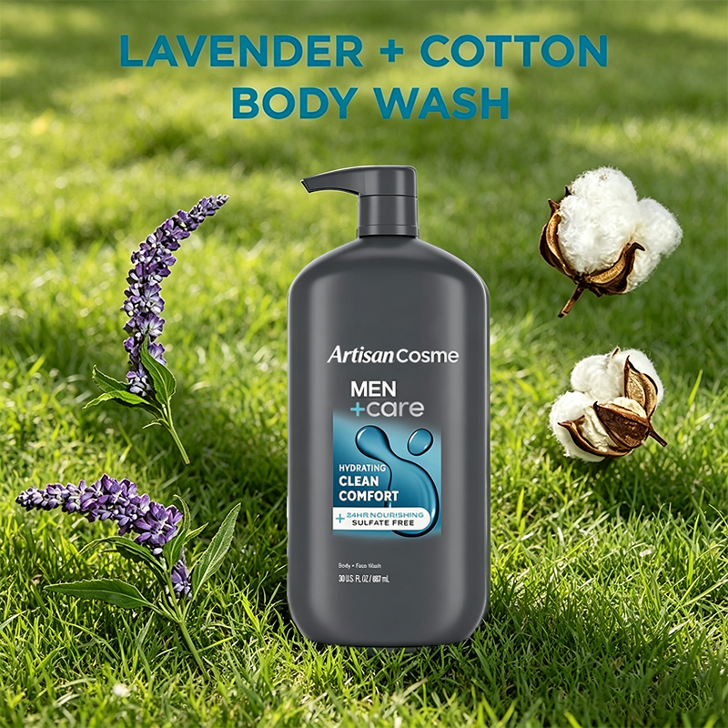 Custom Logo 30 oz Men+Care Clean Comfort Hydrating Body & Face Wash, 24 Hour Nourishing for Men