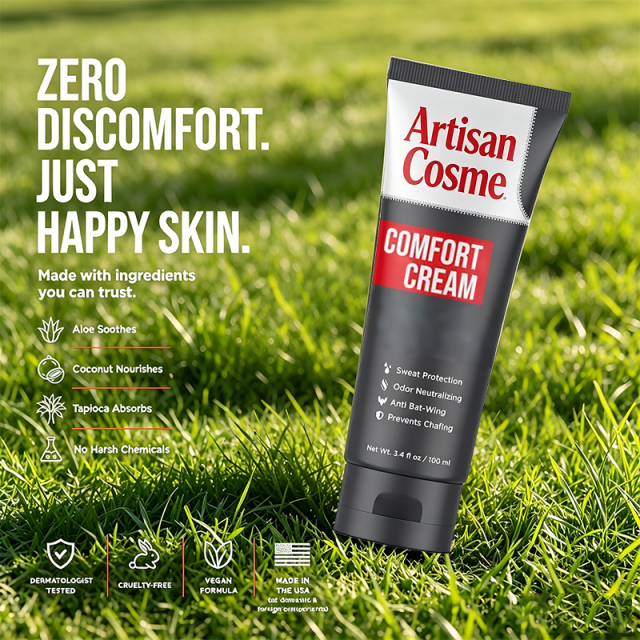 Custom Logo 3.4 fl oz Original Aluminum-Free Men Comfort Cream Deodorant, Anti-Chafing Odor & Sweat Protection for Intimate Areas