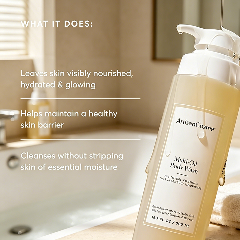 Custom Logo 16.9 oz Multi-Oil Hydrating Gentle Cleansing Body Wash