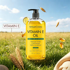 Custom Logo 100% Pure Cold Pressed Vitamin E Oil, Hexane-Free, Multi-Use for Hair, Scalp, Eyelashes, Eyebrows,Face, Body&Nails