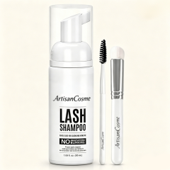 Custom Logo 50ml Eyelash Extension Foaming Cleanser Shampoo with Brush, Safe for Lash Extensions & Natural Lashes, Home & Professional Use