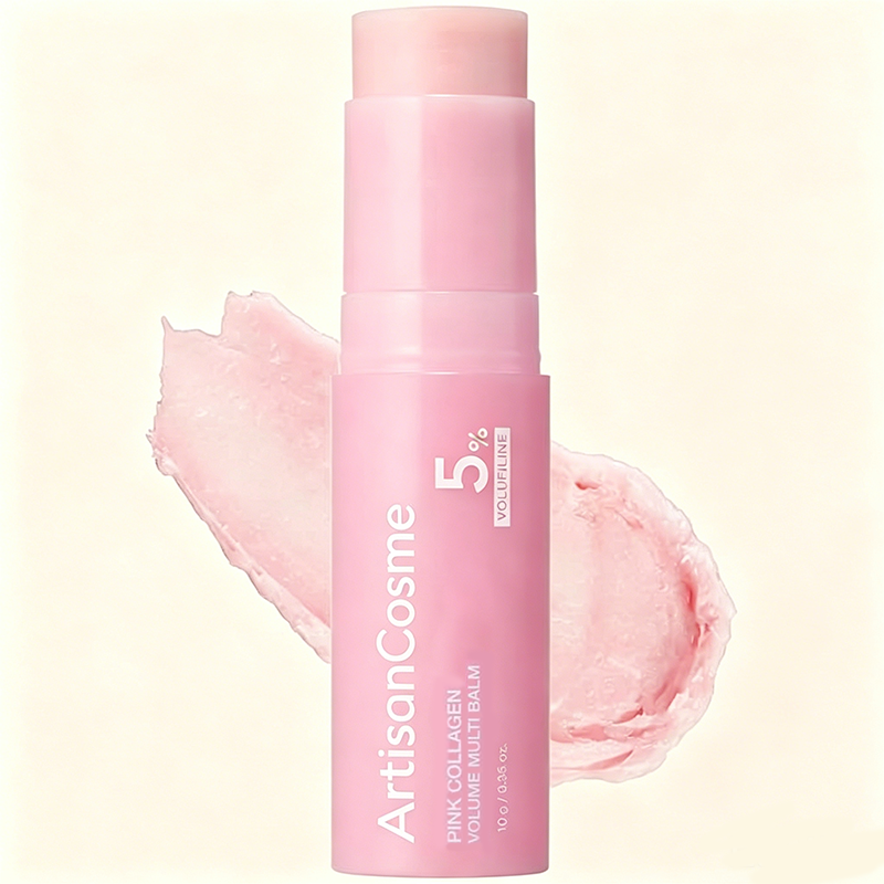 Custom Logo Pink Collagen Volume Multi Balm Stick with Volufiline, PDRN, NAD & Collagen, Plumping Line Care Balm for Face, Lips, Neck & Under Eyes