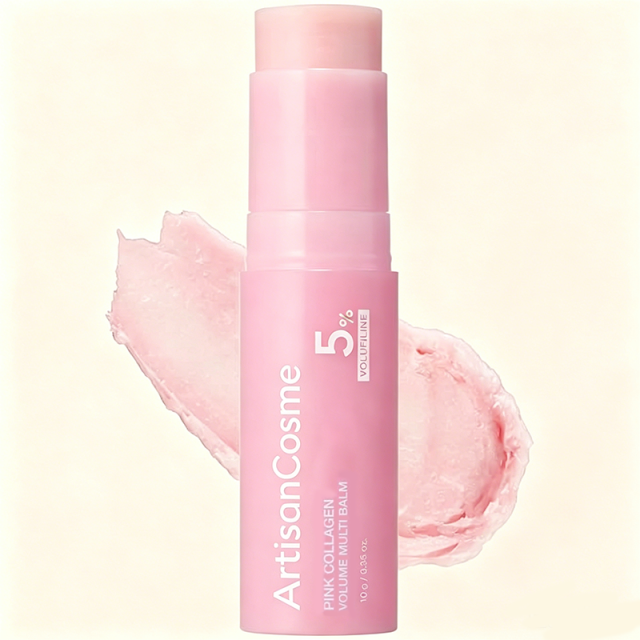 Custom Logo Pink Collagen Volume Multi Balm Stick with Volufiline, PDRN, NAD & Collagen, Plumping Line Care Balm for Face, Lips, Neck & Under Eyes