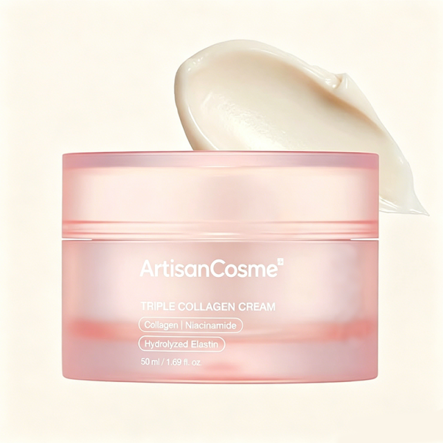 Custom Logo 1.69 oz Triple Collagen Firming Moisturizer Cream with Hyaluronic Acid, Elastin & Shea Butter, Anti-Wrinkle Hydrating Cream to Boost Skin Elasticity