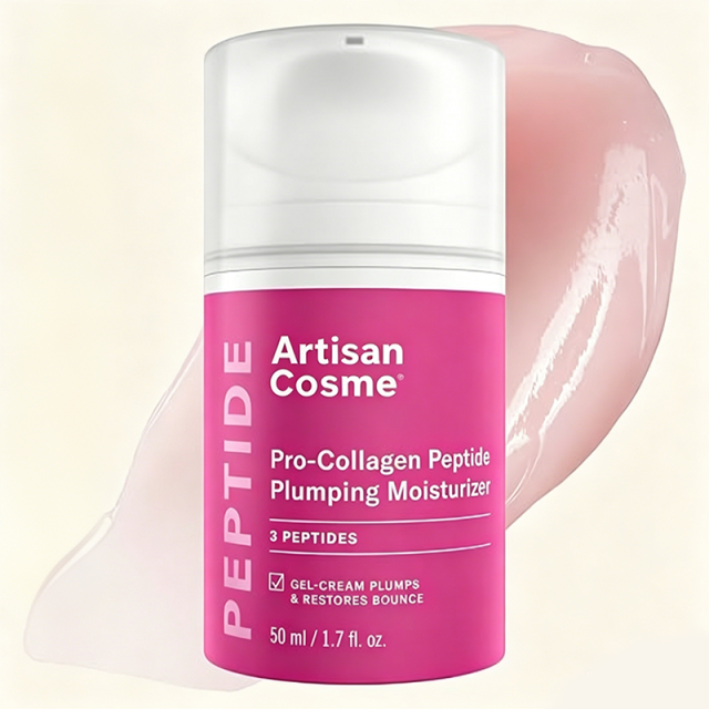 Custom Logo 1.7 Fl Oz Pro-Collagen Peptide Plumping Face Moisturizer, Fragrance-Free Lightweight Gel Cream for Deep Hydration, Targets Wrinkles & Sagging Skin
