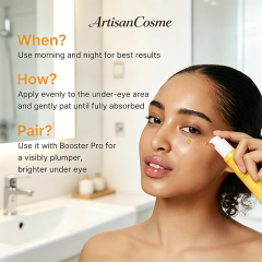 Custom Logo Kojic Acid & Turmeric Brightening Eye Serum, Infused Vitamin C, Retinol & Caffeine, Under Eye Gel