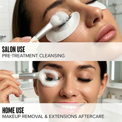 Custom Logo 50ml Eyelash Extension Foaming Cleanser Shampoo with Brush, Safe for Lash Extensions & Natural Lashes, Home & Professional Use