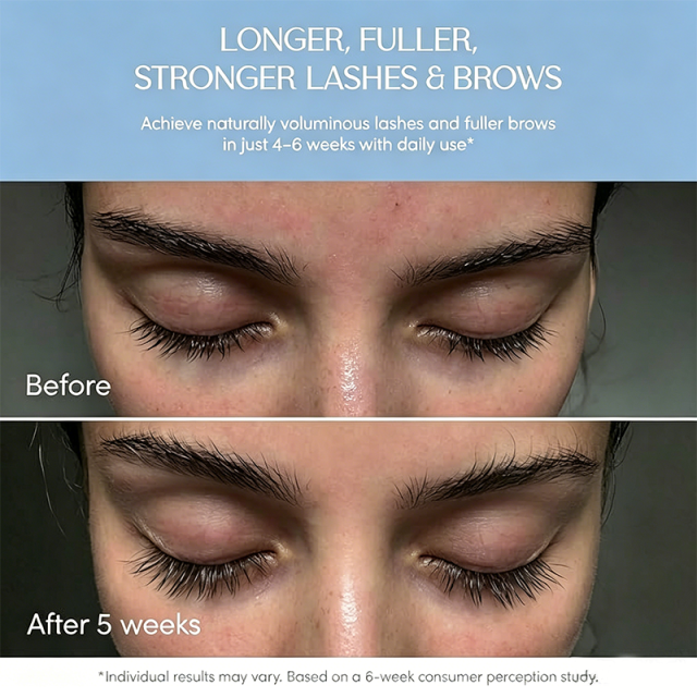 Custom Logo 6ml Eyelash & Eyebrow Growth Serum with Biotin & Korean Multi Peptides, Natural Extracts for Fuller Longer Lashes, 6 Month Supply for Men & Women