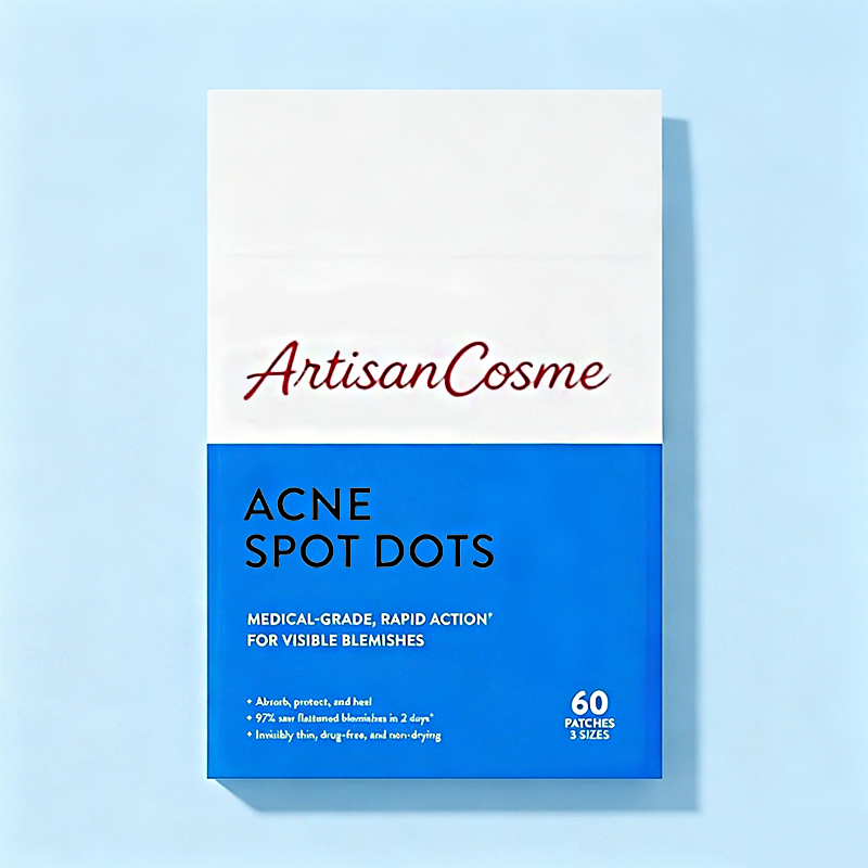 Custom Logo 60 Count Vegan Cruelty Free Hydrocolloid Acne Spot Dots, 3 Sizes 7/10/12mm Pimple Patches Absorb Impurities, Prevent Picking & Speed Up Healing