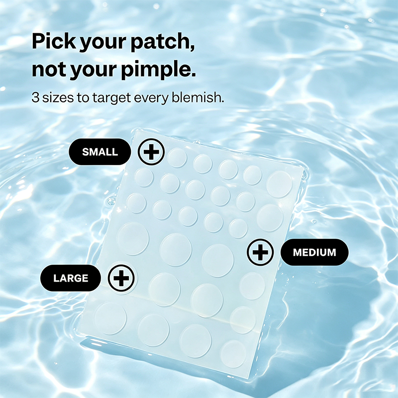 Custom Logo 60 Count Vegan Cruelty Free Hydrocolloid Acne Spot Dots, 3 Sizes 7/10/12mm Pimple Patches Absorb Impurities, Prevent Picking & Speed Up Healing