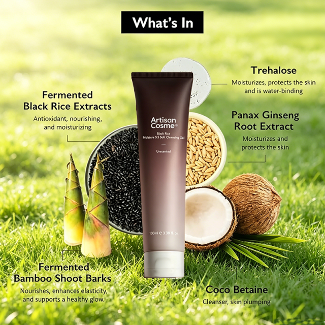 Custom Logo 3.4 fl.oz Black Rice pH 5.5 Soft Cleansing Gel, Soap-Free Gentle Daily Face Wash, Moisture Balancing Vegan Cruelty-Free Cleanser for Sensitive Skin