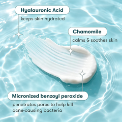 Custom Logo 6 Fl Oz Benzoyl Peroxide Acne Face Wash with Exfoliating Beads & Hyaluronic Acid, Daily Clearing Treatment Moisturizer, 90 Day Supply