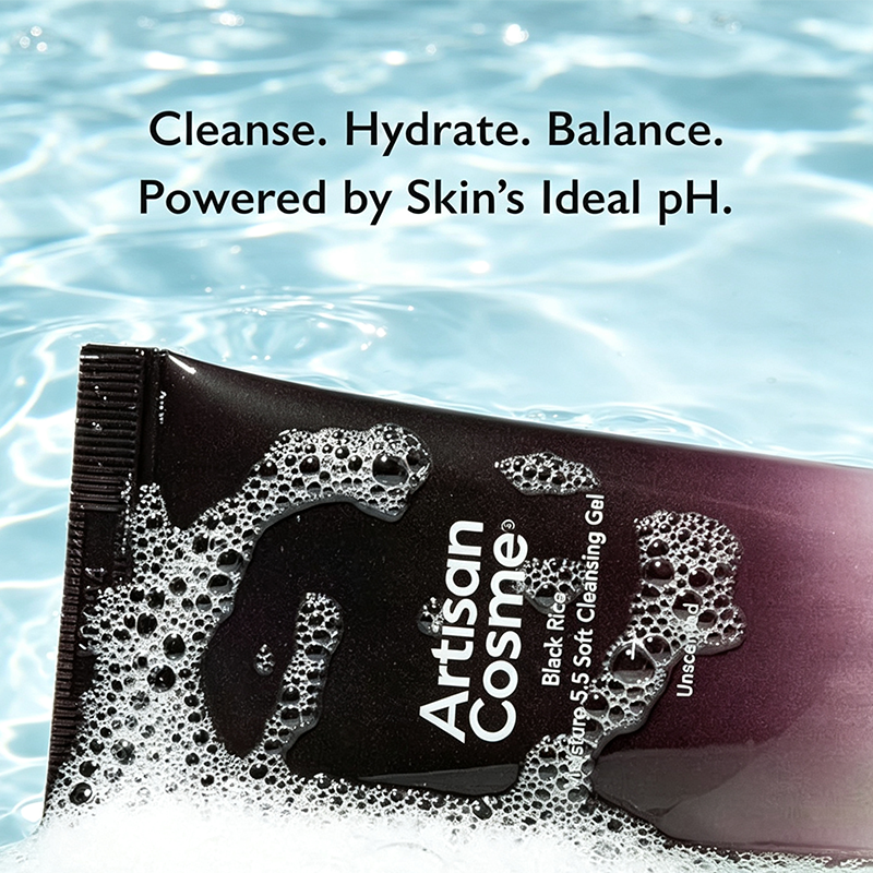 Custom Logo 3.4 fl.oz Black Rice pH 5.5 Soft Cleansing Gel, Soap-Free Gentle Daily Face Wash, Moisture Balancing Vegan Cruelty-Free Cleanser for Sensitive Skin
