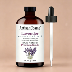 Custom Logo 4 Fl Oz Lavender Essential Oil with Glass Dropper, Aromatherapy Oil for Diffuser, Soap‑Making and Candle Crafting