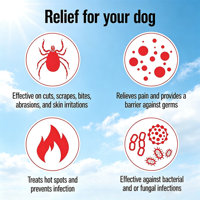 Custom Logo 2‑Ounce 3‑Way Dog Wound Care Ointment, Pain Relief & Infection Prevention for Dog Cuts, Scrapes, Bites and Injuries