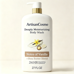 Custom Logo 27 oz Vanilla‑Scented Body Wash with Shea‑Butter Blend, Delivers 24‑Hour Hydration to Soothe Dry Itchy Skin, Dye‑Paraben‑Phthalate‑Free