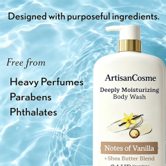 Custom Logo 27 oz Vanilla‑Scented Body Wash with Shea‑Butter Blend, Delivers 24‑Hour Hydration to Soothe Dry Itchy Skin, Dye‑Paraben‑Phthalate‑Free