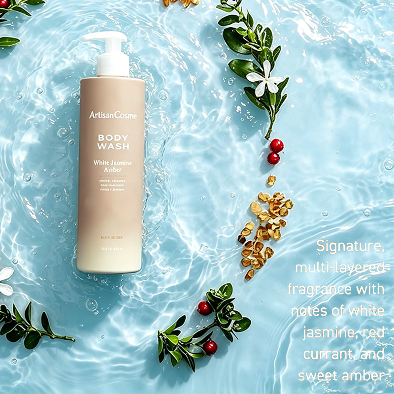 Custome Logo 16 Fl Oz White Jasmine Amber Body Wash for Women, Moisturizing Formula with White Jasmine, Red Currant and Sweet Amber Fragrance
