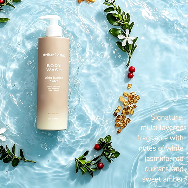 Custome Logo 16 Fl Oz White Jasmine Amber Body Wash for Women, Moisturizing Formula with White Jasmine, Red Currant and Sweet Amber Fragrance