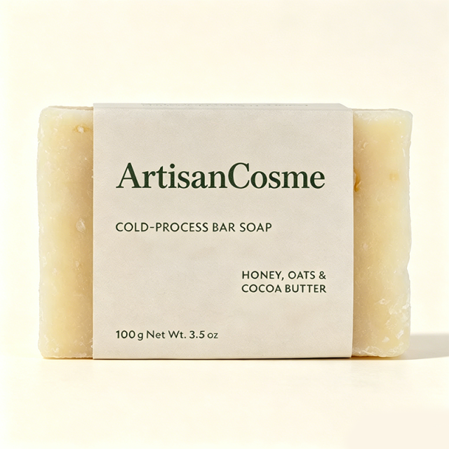 Custom Logo Honey Oats & Cocoa Bar Soap, Gentle Nourishing Cleanser for Face and Body