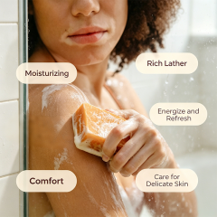 Customized Formula Refreshing & Whiting Bar Soap with Shea Butter, Rich Vitamin C Orange Citrus‑Scented Soap for Face Body Hands Cleansing