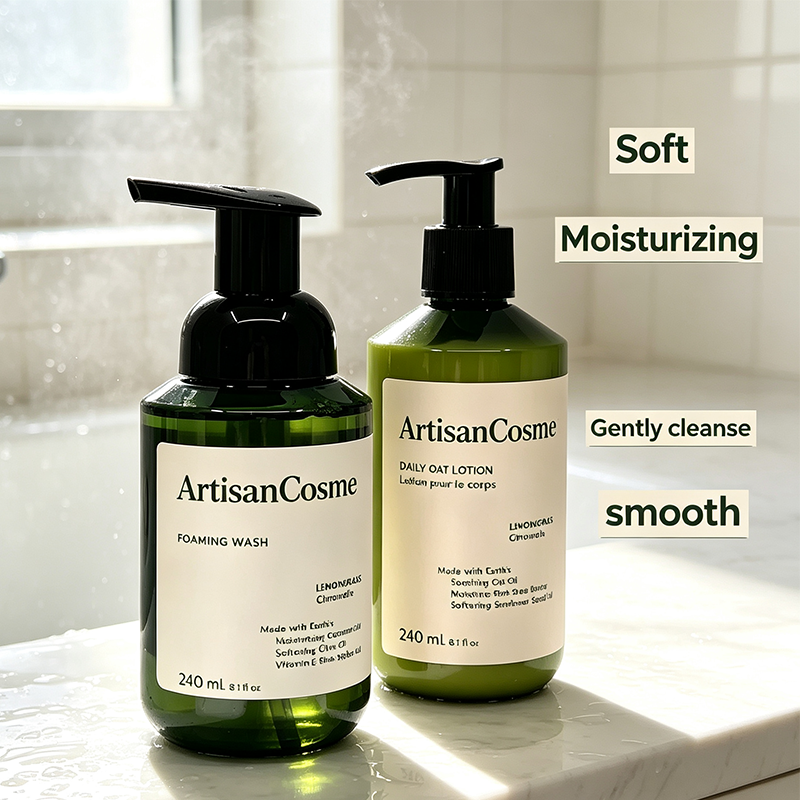 Custom Logo Lemongrass Foaming Hand Wash and Oat‑Infused Hand Lotion Bundle for Gentle Cleansing & Moisturizing