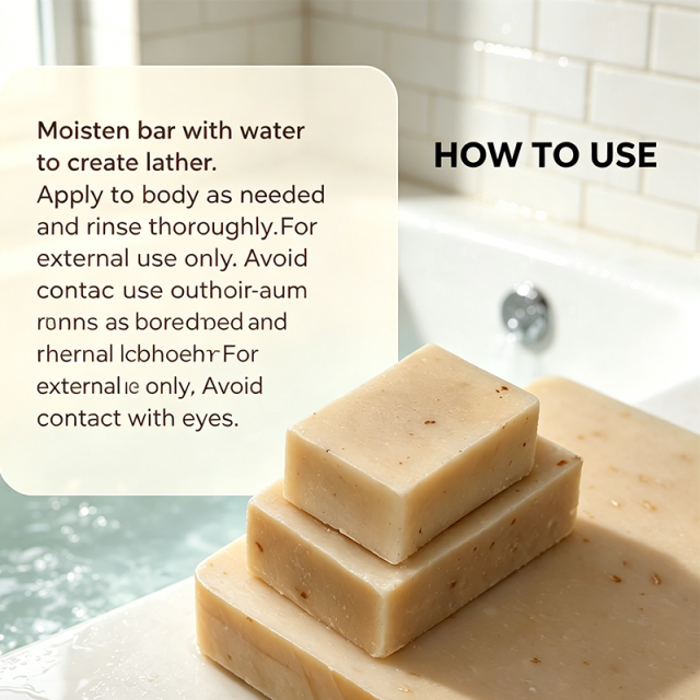 Custom Logo Honey Oats & Cocoa Bar Soap, Gentle Nourishing Cleanser for Face and Body