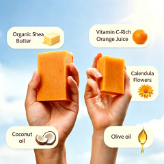 Customized Formula Refreshing & Whiting Bar Soap with Shea Butter, Rich Vitamin C Orange Citrus‑Scented Soap for Face Body Hands Cleansing