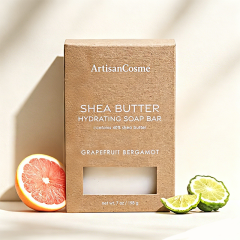 Private Label Grapefruit Bergamot Bar Soap for Women and Men, Moisturizing Hand‑Body Soap with Shea Butter & Coconut Oil, Vegan Formula Ideal for Sensitive Skin