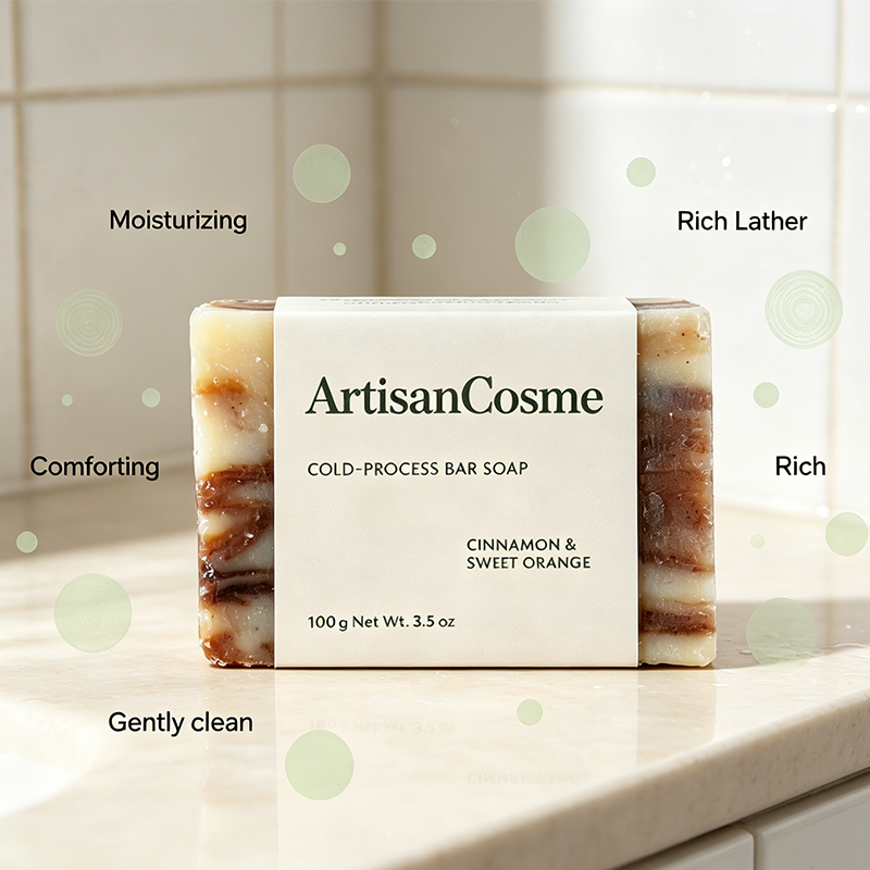 Custom Manufacturing Cinnamon & Sweet Orange Bar Soap, Nourishing Cleansing Bar for Face and Body