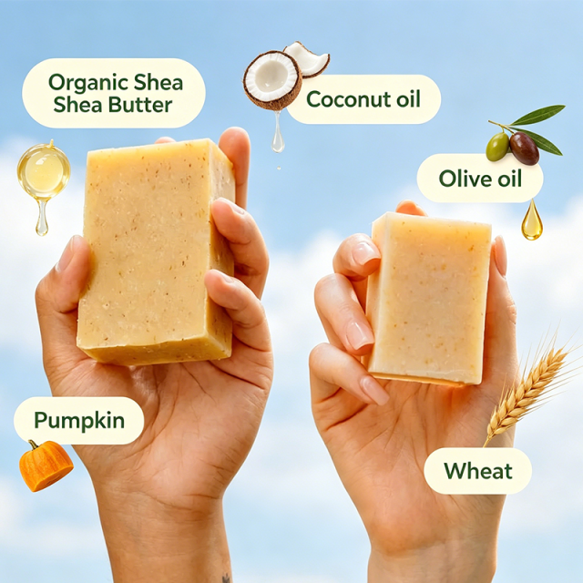 Custom Natural Pumpkin Bar Soap, Plant‑Based Vegan Exfoliating Soap for Face and Body Gentle Cleansing