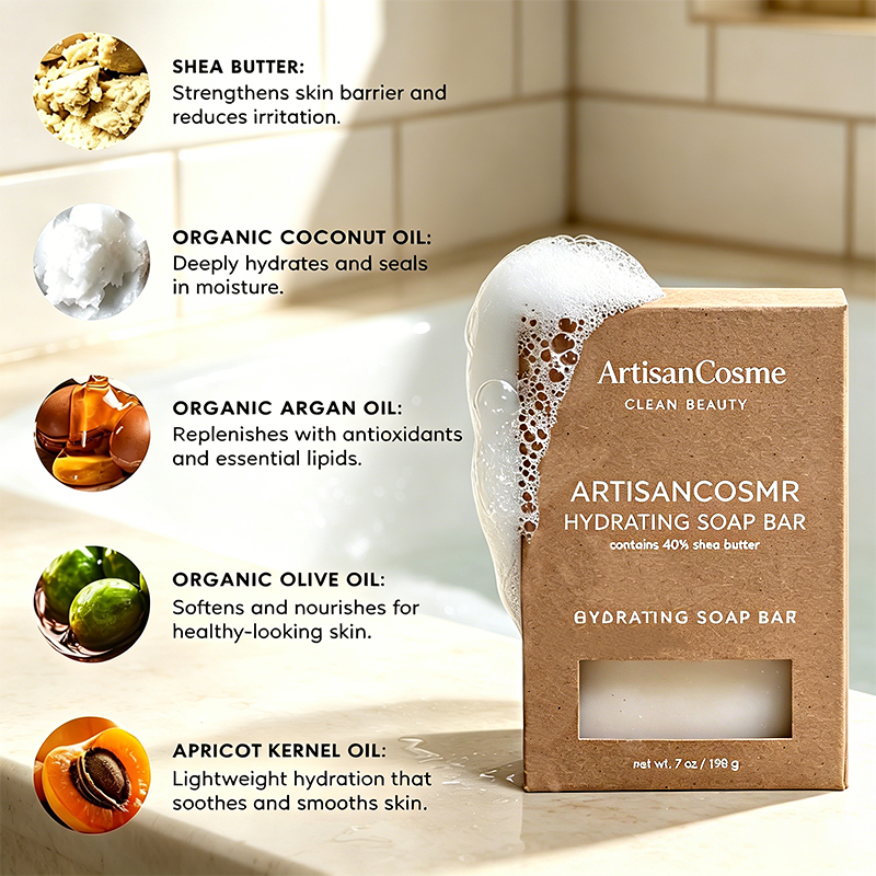 Private Label Grapefruit Bergamot Bar Soap for Women and Men, Moisturizing Hand‑Body Soap with Shea Butter & Coconut Oil, Vegan Formula Ideal for Sensitive Skin