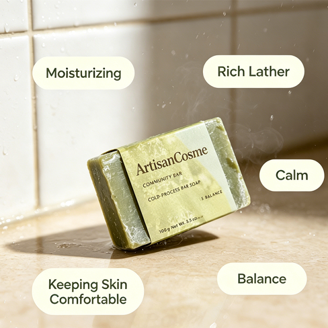 GMP Facility Soap Manufacturer Cold Process PH Balanced Bar Soap with Olive Oil, Coconut Oil, Plant Extracts for Face and Body Cleansing